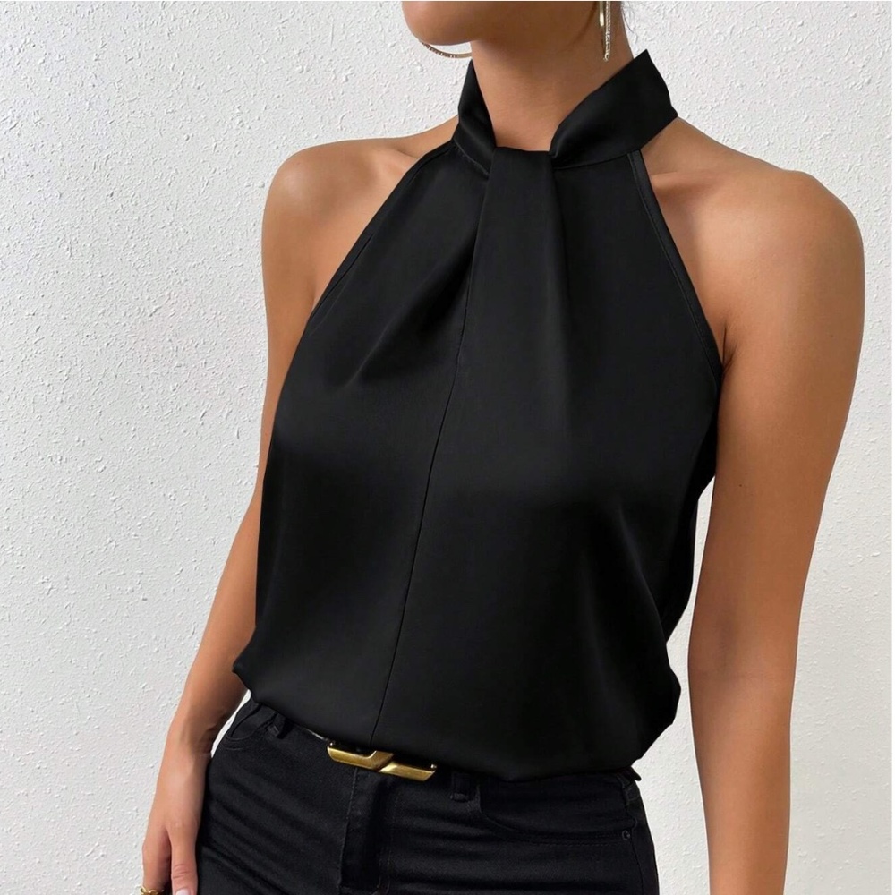 Rouge! Black Halter Neck Sleeveless Blouse